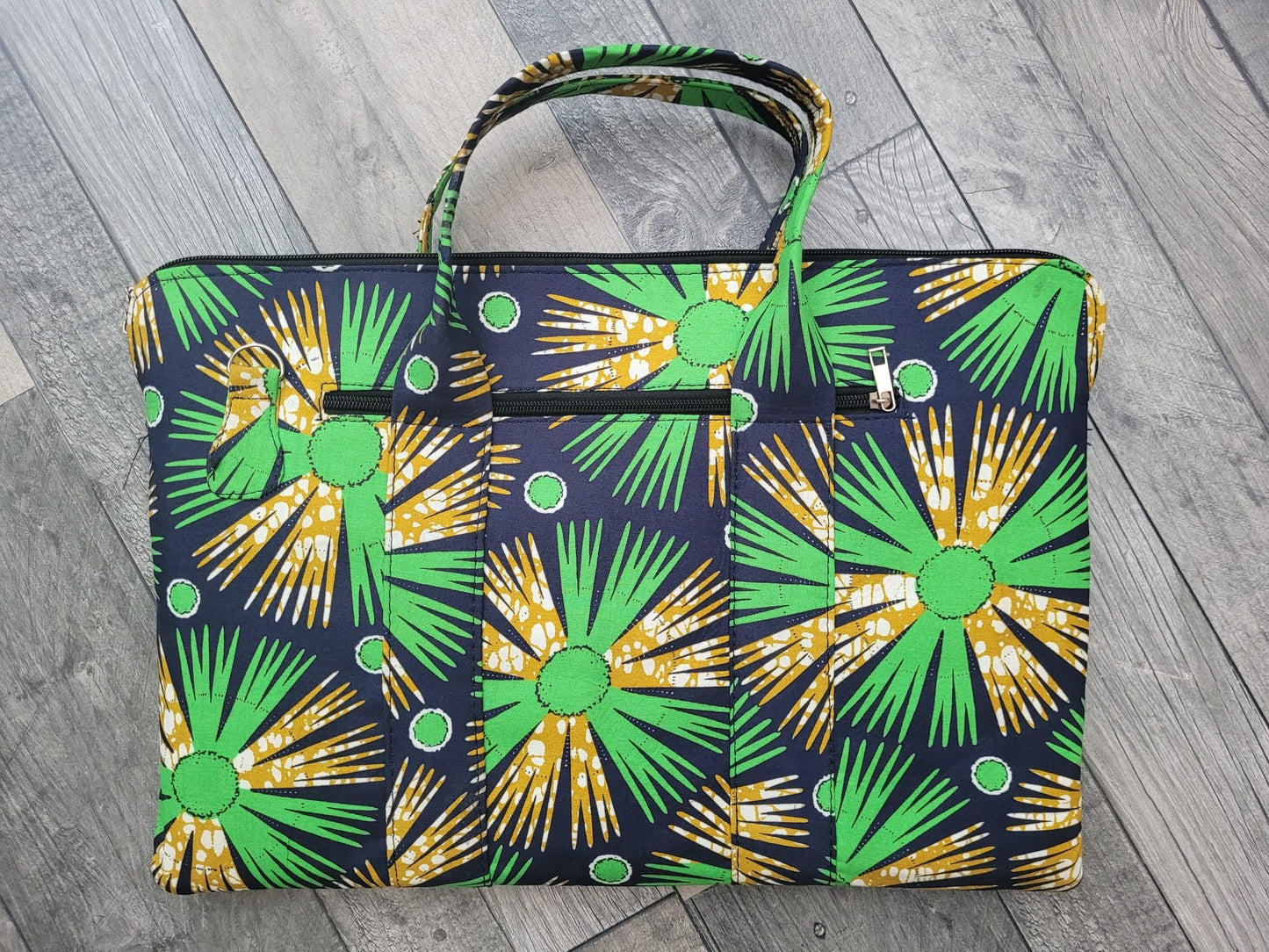African Laptop Bag - Gren/Gold Discs